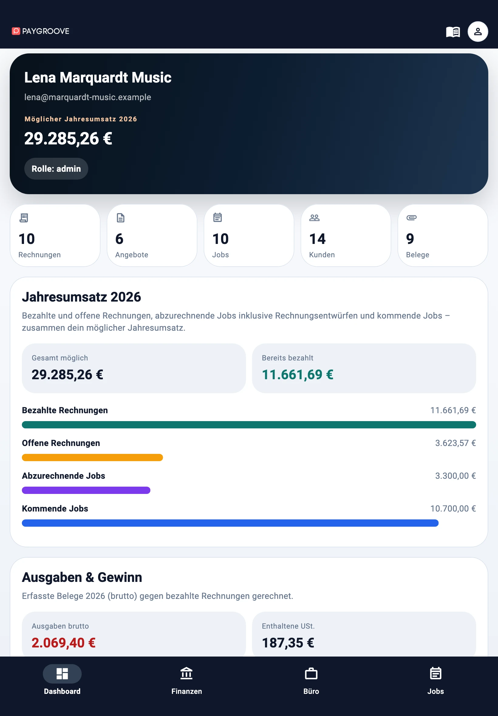 Die paygroove App auf einem iPad